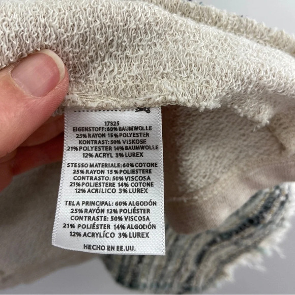 Anthropologie Dolan Twinkled Tweed Open Front Cardigan XS Cream Blue Metallic - Picture 5 of 6